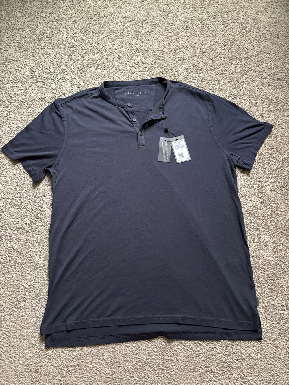 John Varvatos Dark Navy Short Sleeve Henley Tee